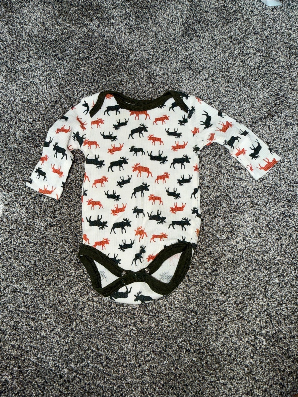 Baby Gear Cream Bodysuit with Black and Rust Moose Print